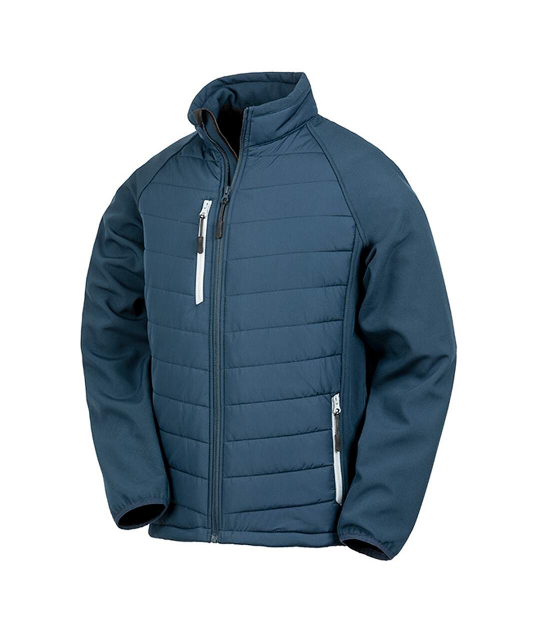 Mens black compass padded soft shell jacket navy/gray Result