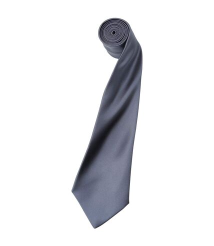 Premier Mens Plain Satin Tie (Narrow Blade) (Steel) (One Size)