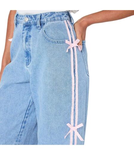 Womens/ladies Bow Jeans Camel I Saw It First