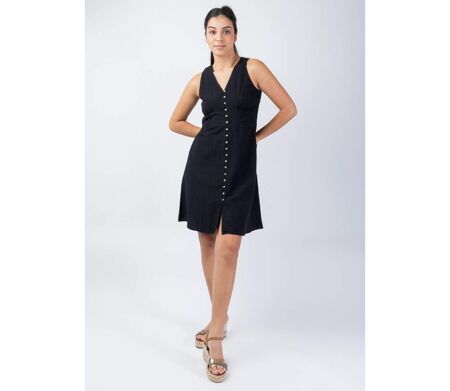 Robe courte féminine MAURINE noire Coton Du Monde
