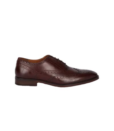 Mens oxford leather brogues burgundy Burton