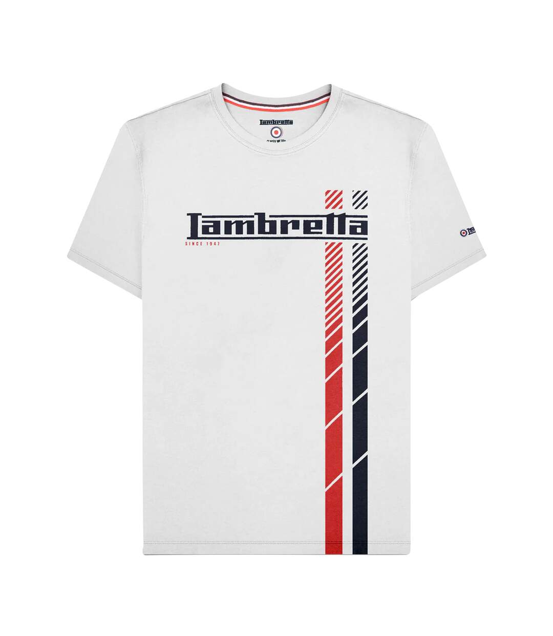 Mens Ss25 Racing Stripe T-shirt White Lambretta-1