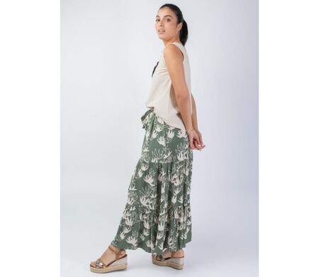 Jupe longue femme CHERRY imprimé fleur de lotus Coton Du Monde