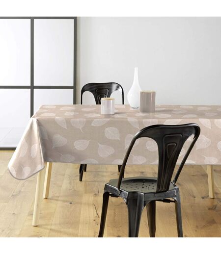 Nappe Toile Cirée Feuillys 140x240cm Beige Lin & Blanc