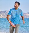 Pack of 3 Men's Palm Print T-Shirts - Black Blue White Atlas For Men
