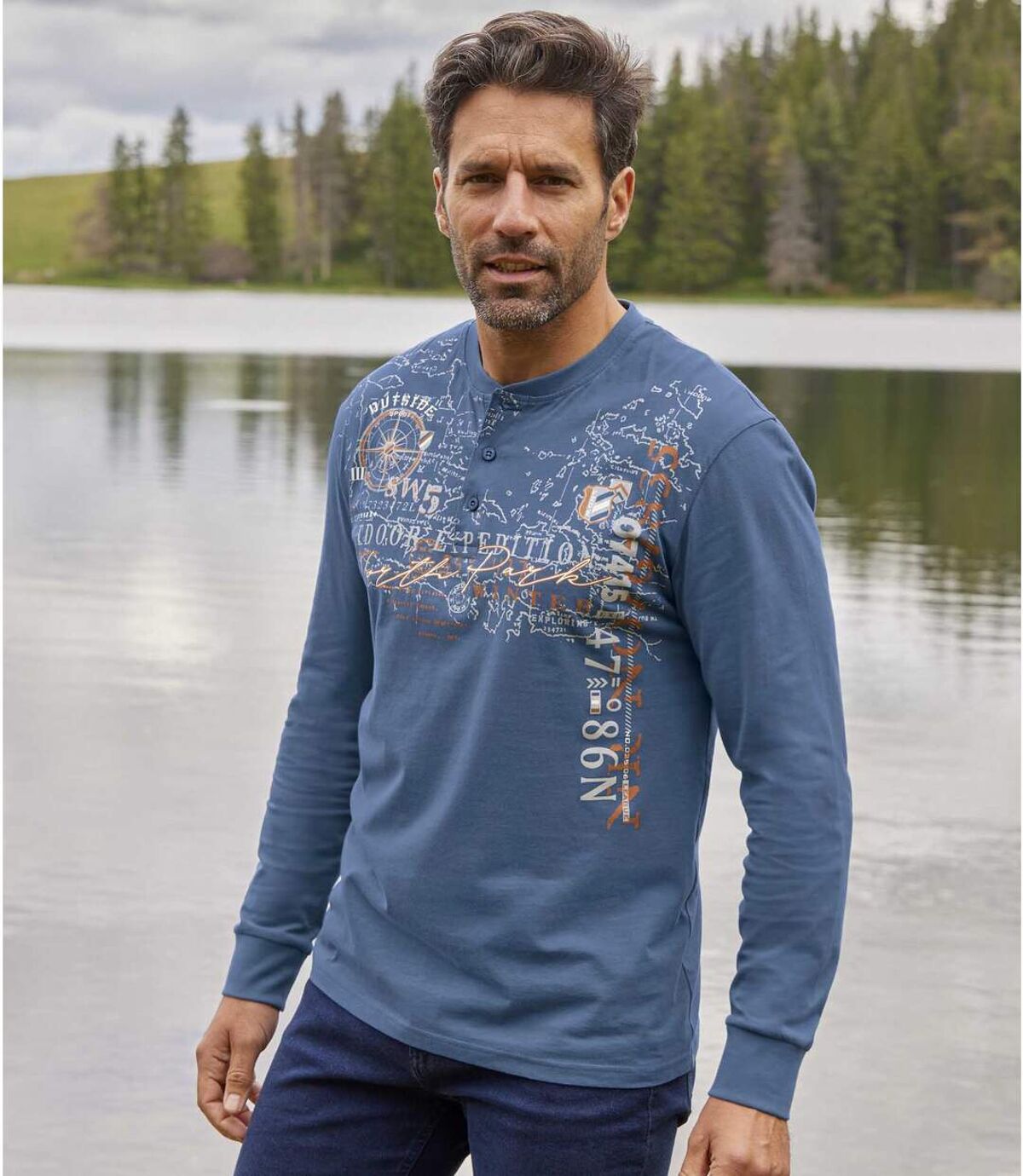 Pack of 2 Men's Print Tops - Red Blue Atlas For Men