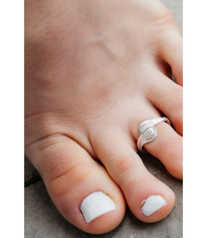 Pure Silver Adjustable Large Leaf Midi Band Dainty Zehen Toe Ring Set