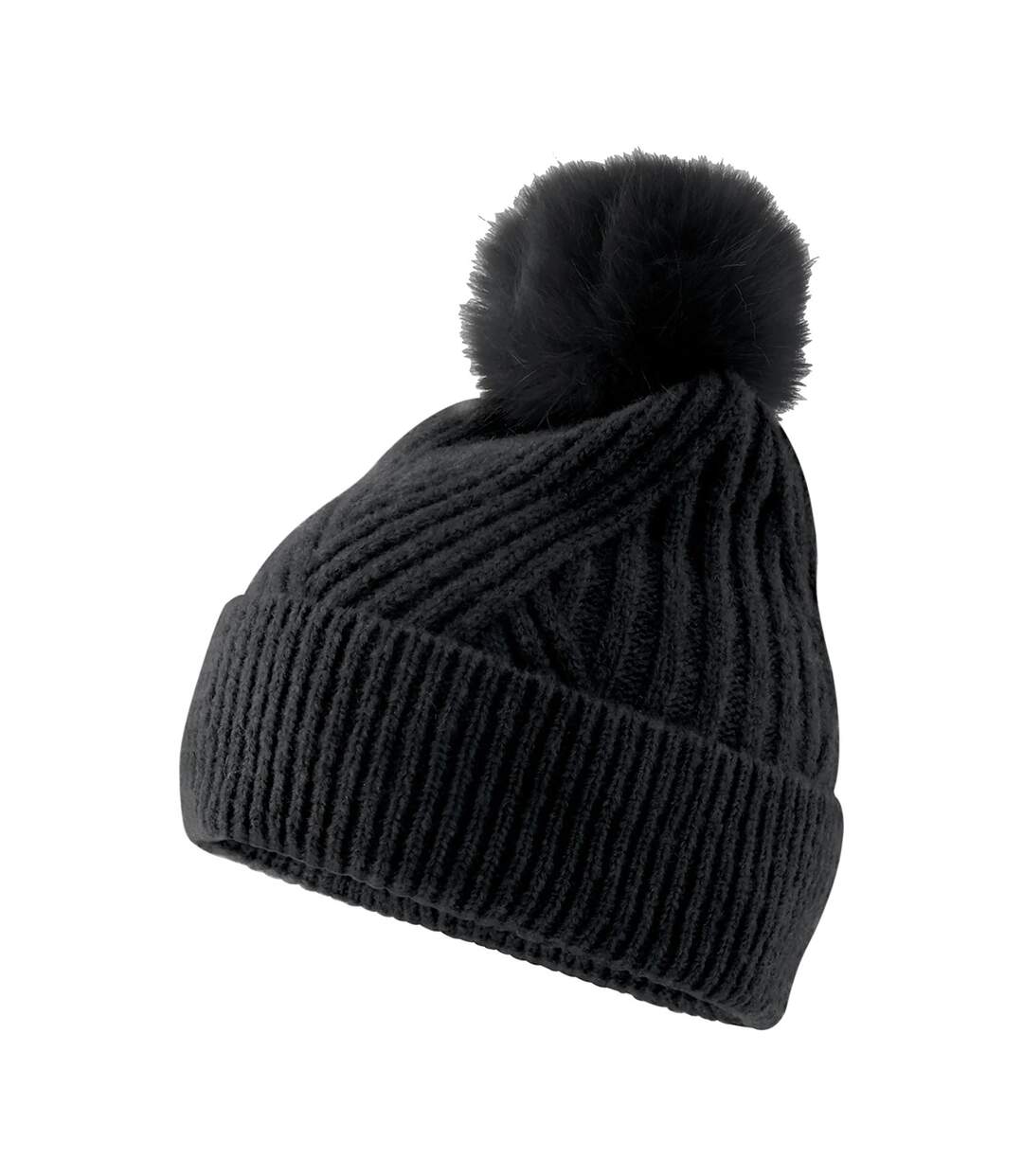 Womens/ladies Snow Luxe Beanie Black Beechfield-2