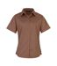 Short Sleeve Poplin Blouse / Plain Work Shirt Brown Premier-1