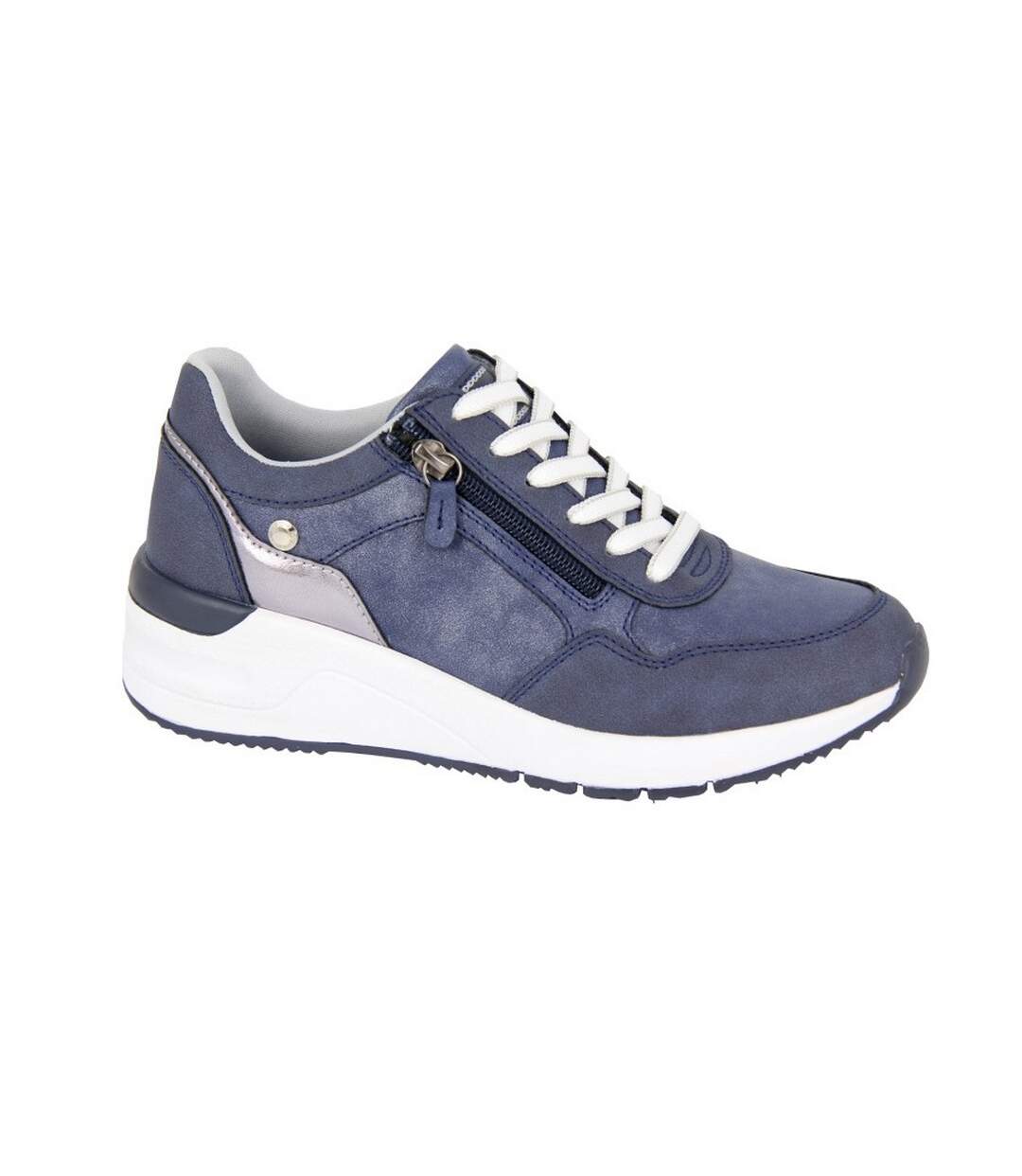 Womens/ladies trainers navy/silver Cipriata-1