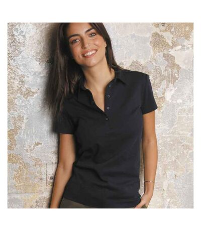 Womens/ladies Owen Piqué Polo Shirt Deep Black NEOBLU