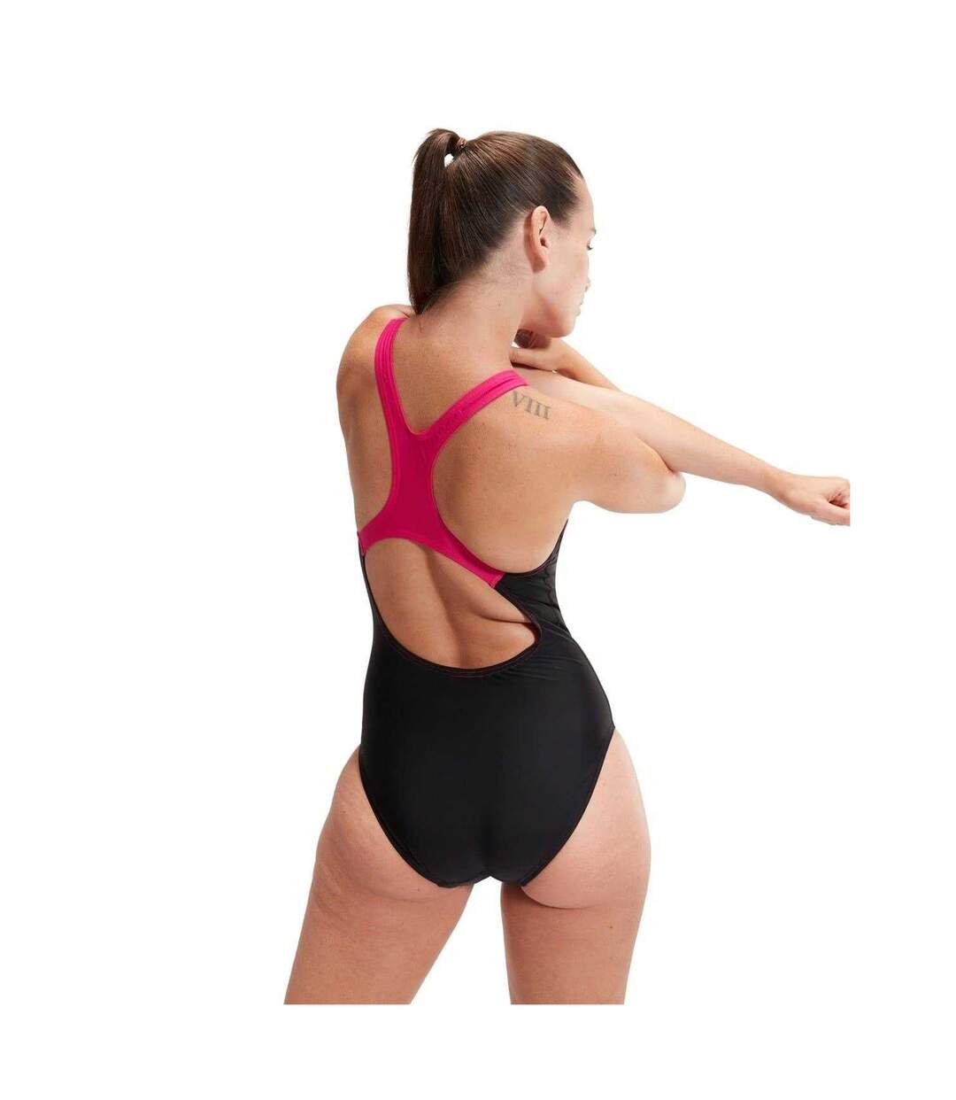 Maillot De Bain 1 Pièce Motif/style À Rayures Medley Medalist Femme Noir Rose À Rayures Speedo-3