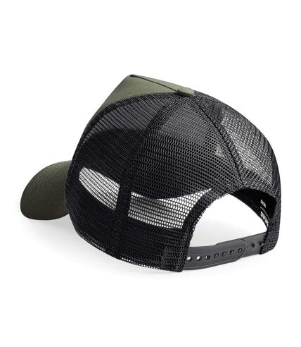Beechfield Mens Half Mesh Trucker Cap/Headwear (Pack of 2) (Olive Green/Black)