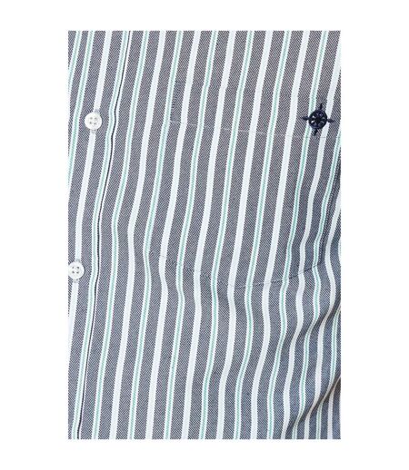 Mens oxford multi stripe short-sleeved shirt navy Maine