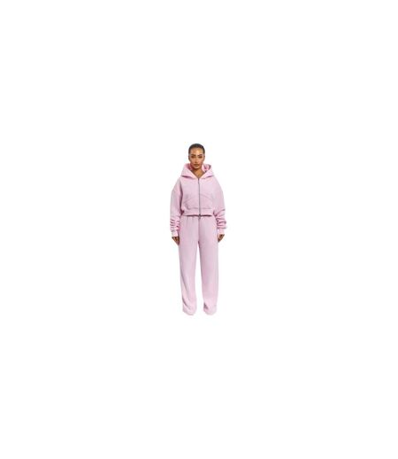 Womens/ladies Classics Cropped Full Zip Hoodie Pink Mars The Label
