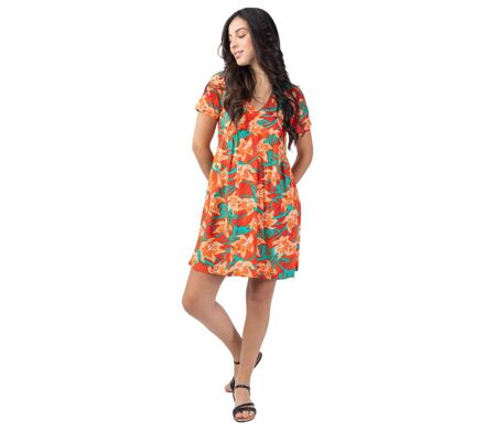 Robe courte été coupe ample MAJA motif fleuri lumineux Coton Du Monde