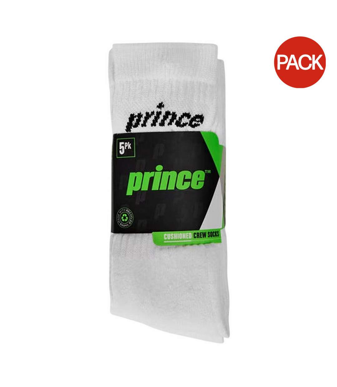 Pack Of 5  Mens Tennis Crew Socks  White Prince-1