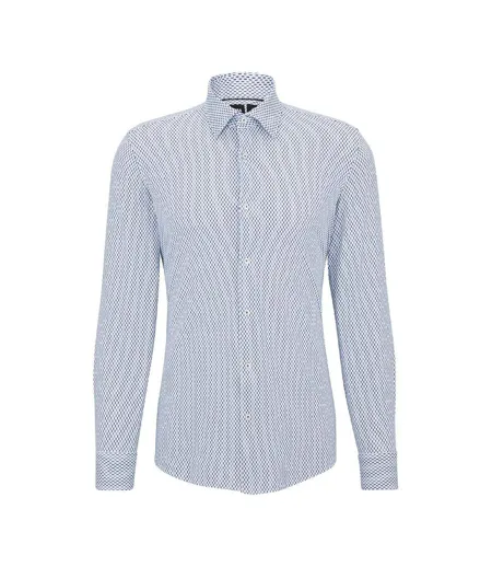 Mens Geometric Pattern Long-sleeved Shirt Pastel Blue Boss