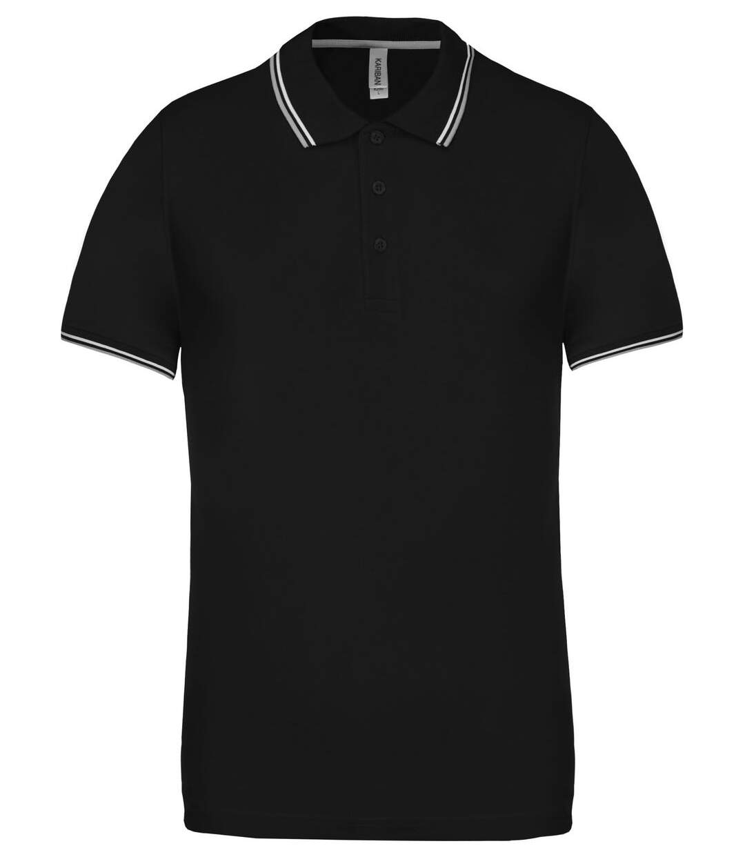 Polo bandes contrastées homme - K250 - noir - gris-blanc - manches courtes