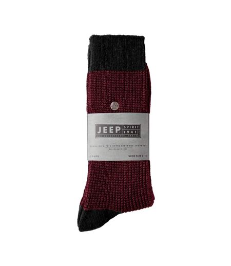 2 Pack Men's Casual Ribbed Cotton Dress Socks | Midweight Square Knit Socks