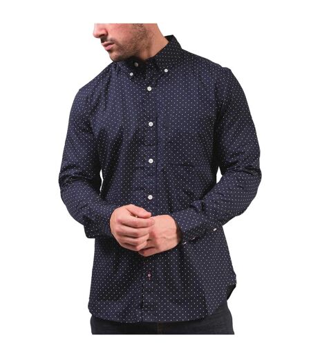 Chemise Manches Longues Motif/style À Points Homme Bleu Marine Foncé Lambretta