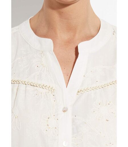 Chemisier broderies fleurs pailletées