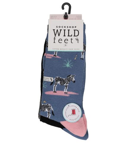 Wild Feet - 3 Pk Ladies Animal Themed Novelty Socks