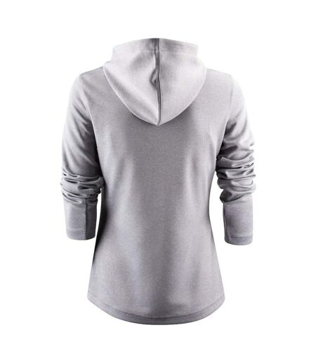 Womens/ladies Layback Hoodie Grey Melange Printer RED