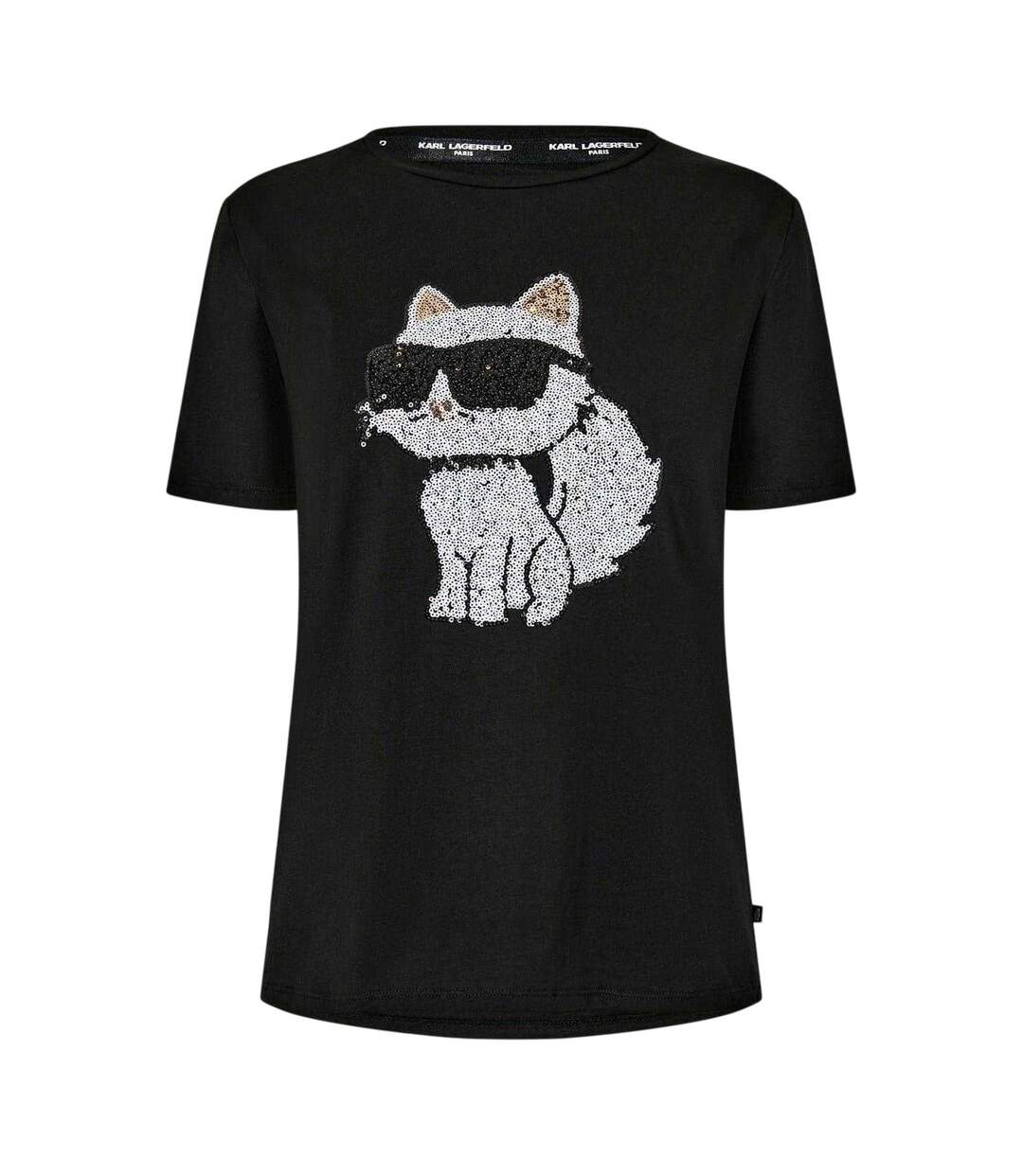 T-shirt Motif/style Chat Choupette Femme Noir Karl Lagerfeld-2