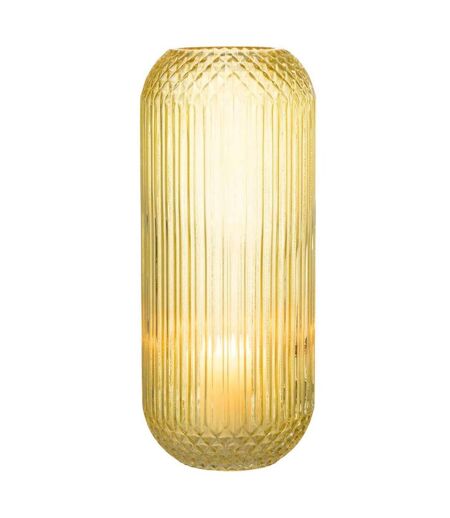 Vase Design en Verre Droit 36cm Jaune