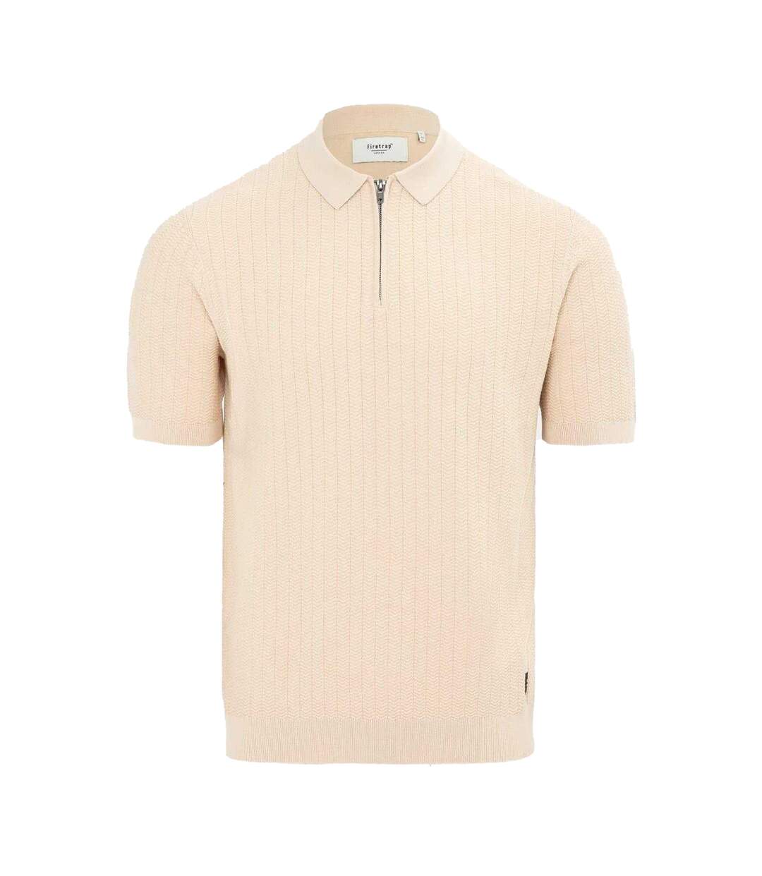 Polo Manches Courtes Motif/style Tricoté Homme Beige Firetrap-1