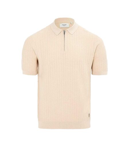 Polo Manches Courtes Motif/style Tricoté Homme Beige Firetrap
