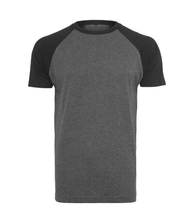 Build Your Brand - T-shirt contrasté RAGLAN - Homme (Gris foncé / noir) - UTRW5817