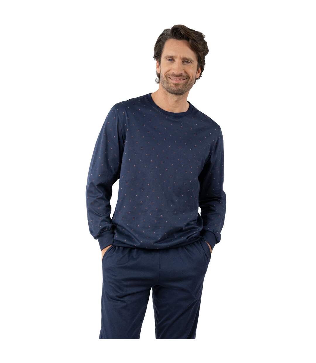 Pyjama long col rond homme Mercerisé Eminence-1