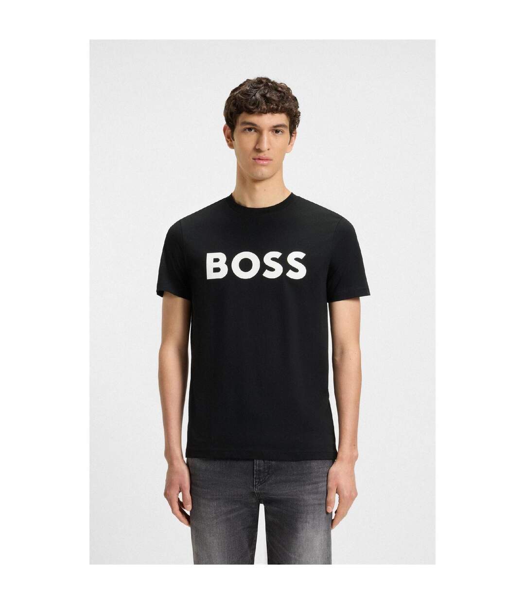 Mens Thinking 1 Signature Logo Regular T-shirt Black Boss-2