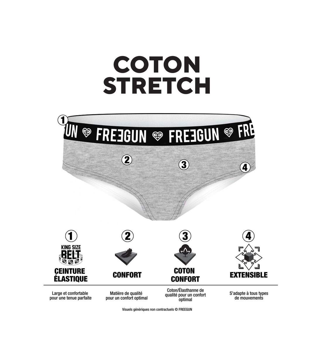 Lot  3 culottes femme en coton uni et ceinture imprimée Freegun-2