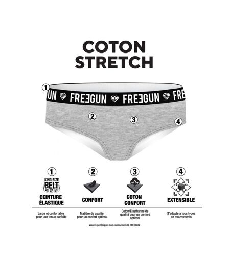 Lot  3 culottes femme en coton uni et ceinture imprimée Freegun