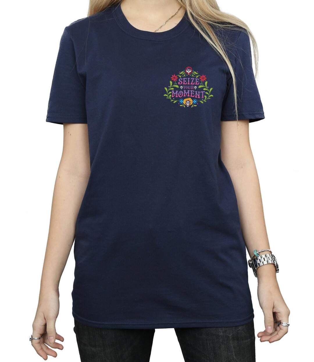 Disney - T-shirt COCO SEIZE YOUR MOMENT - Femme (Bleu marine) - UTBI16413-3