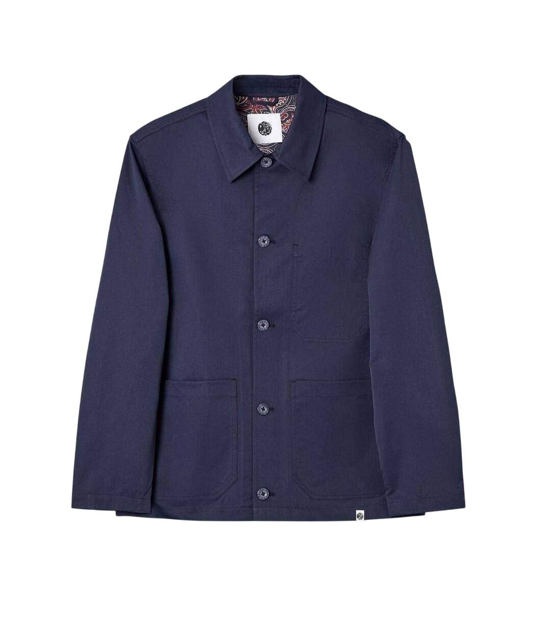 Mens Patterned Front Pocket Overshirt Navy Pretty Green-2
