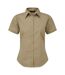 Short Sleeve Poplin Blouse / Plain Work Shirt Khaki Premier-1