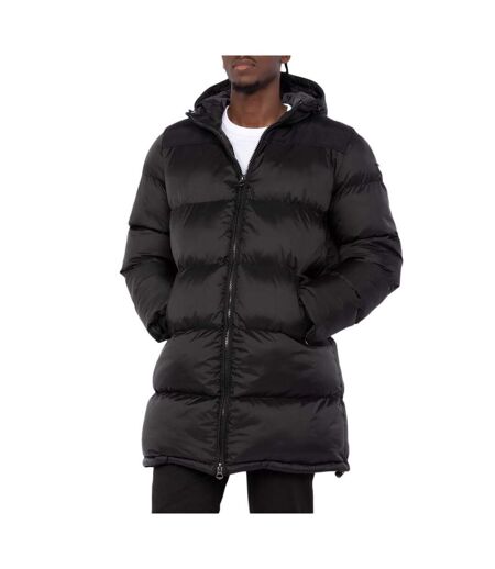 Doudoune longue noire à capuche noir homme schott micks