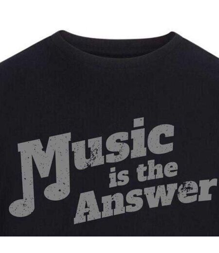 Mens Music Is The Answer T-shirt Black AWD