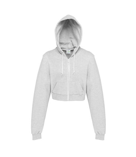 Sweat Court À Capuche Femme Gris Chiné Awdis