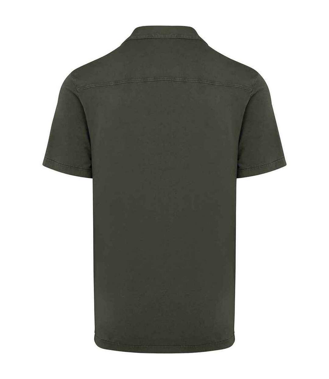Mens jersey short-sleeved shirt washed organic khaki Spasso-2