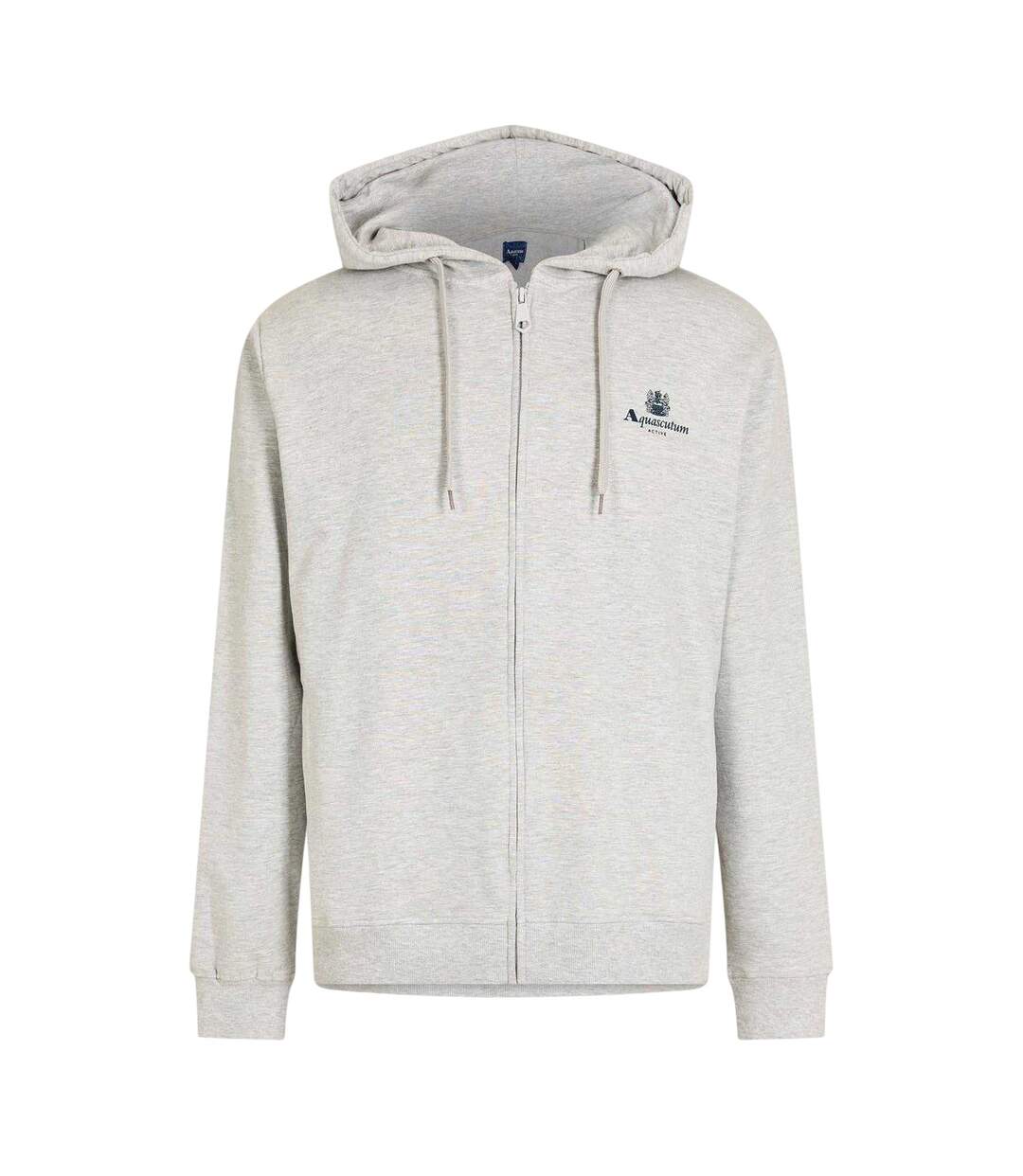 Mens Logo Regular Full Zip Hoodie Grey Melange Aquascutum-1