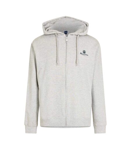 Mens Logo Regular Full Zip Hoodie Grey Melange Aquascutum