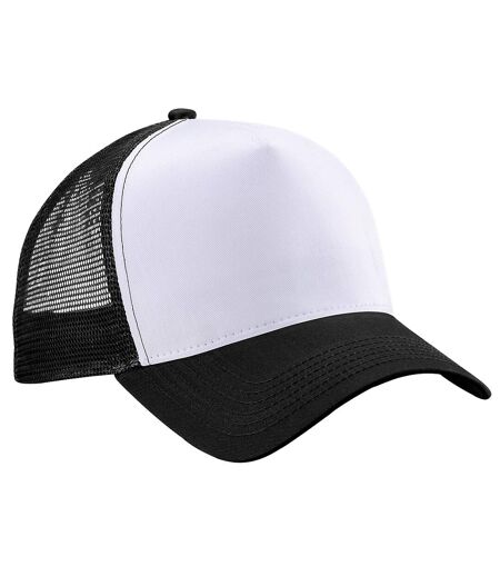 Beechfield Mens Half Mesh Trucker Cap / Headwear (Pack of 2) (Black/White) - UTRW6695