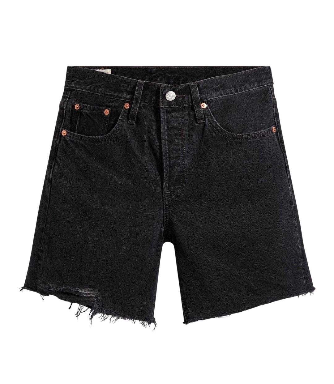 Womens/ladies 501 Mid Thigh Shorts Black Levis-1