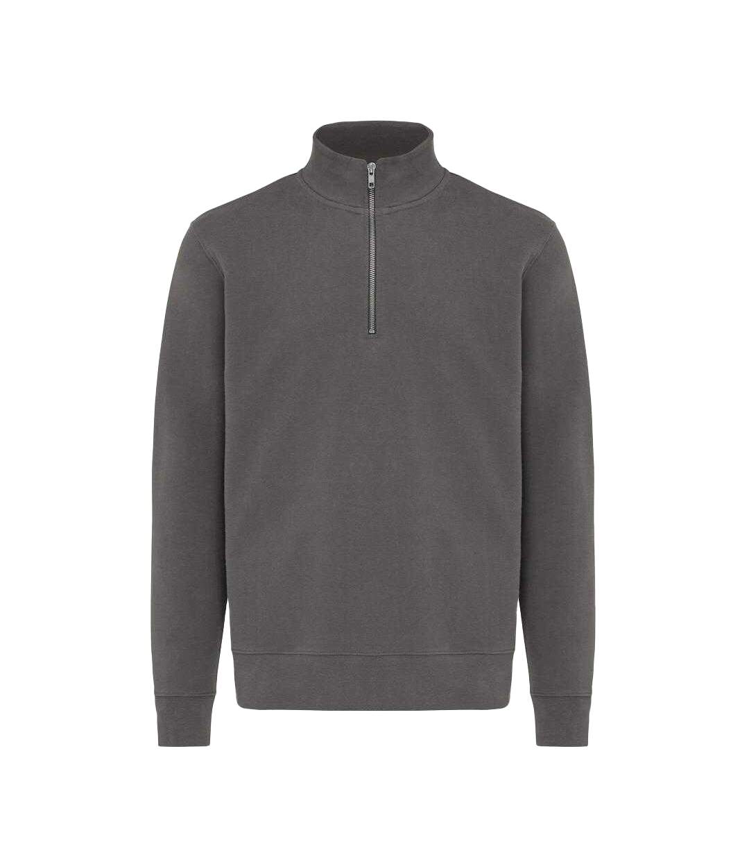 Unisex Adult Elgon Recycled Cotton Quarter Zip Sweater Top Anthracite Iqoniq-2