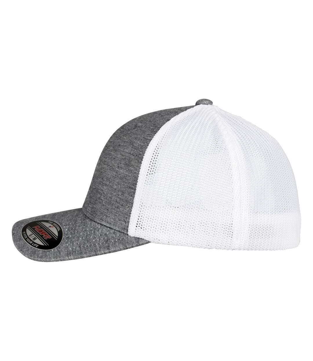 Casquette trucker flexfit gris chiné / blanc Yupoong-3